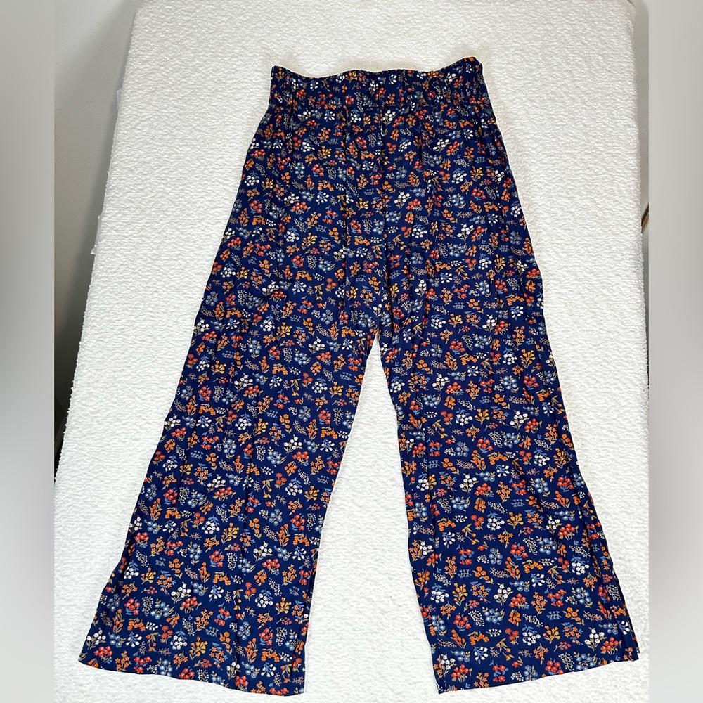 Madewell Navy Floral Wide Leg Pants XS